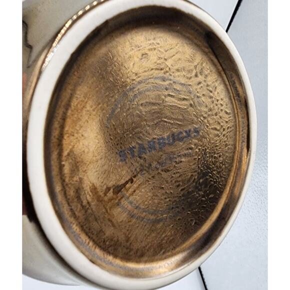 2013 Starbucks Holiday Collection Ivory & Bronze Metallic Ceramic Coffee Tea Mug - Picture 6 of 6